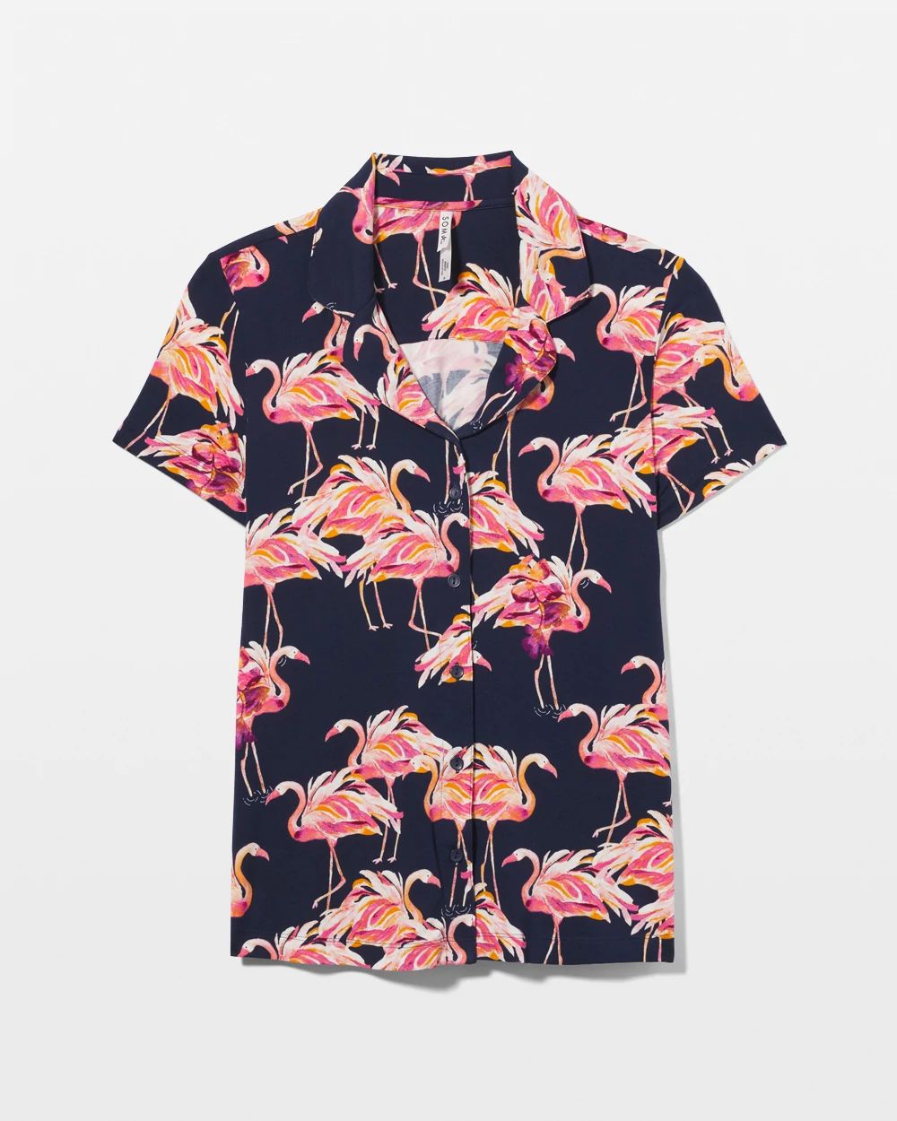 Short Sleeve Notch Collar Pajama Top click to view larger image.