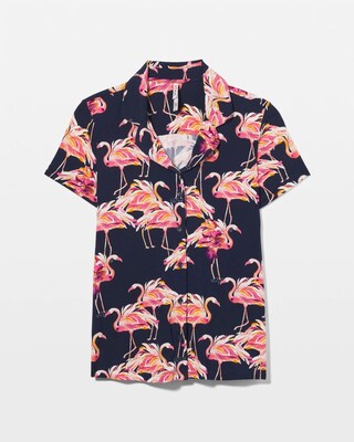 Short Sleeve Notch Collar Pajama Top click to view larger image.