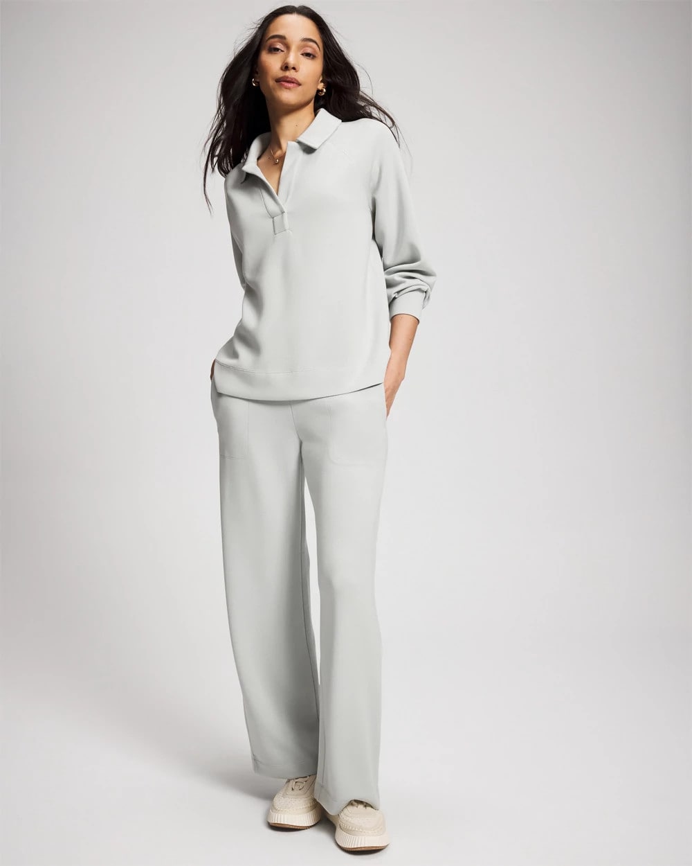 Modern Modal Collared Long Sleeve Top