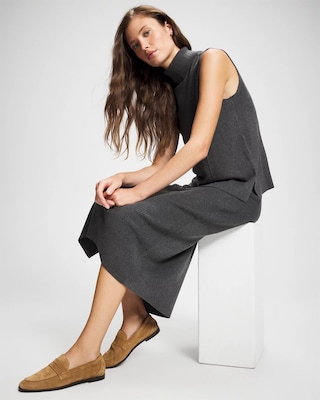 Premier Knit Sweater Turtleneck Sleeveless Top click to view larger image.