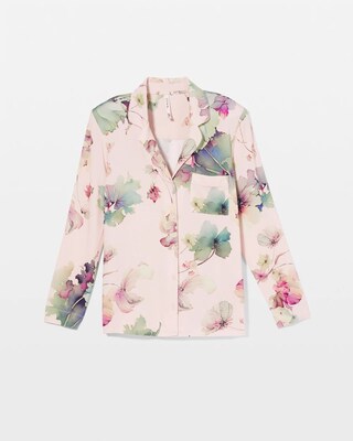 Long-Sleeve Notch Collar Pajama Top