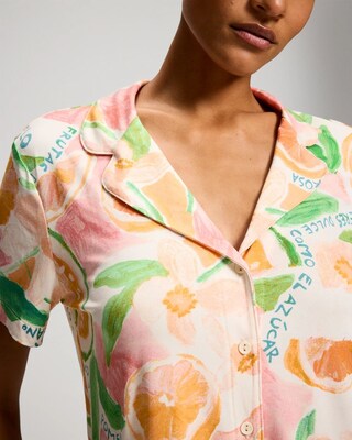 Short Sleeve Notch Collar Pajama Top click to view larger image.