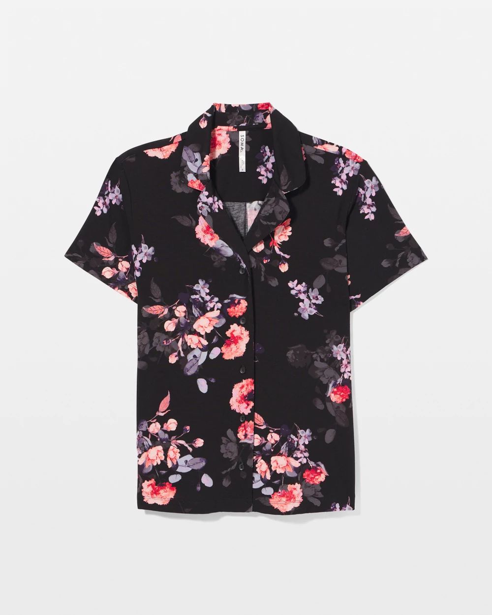 Short Sleeve Notch Collar Pajama Top click to view larger image.