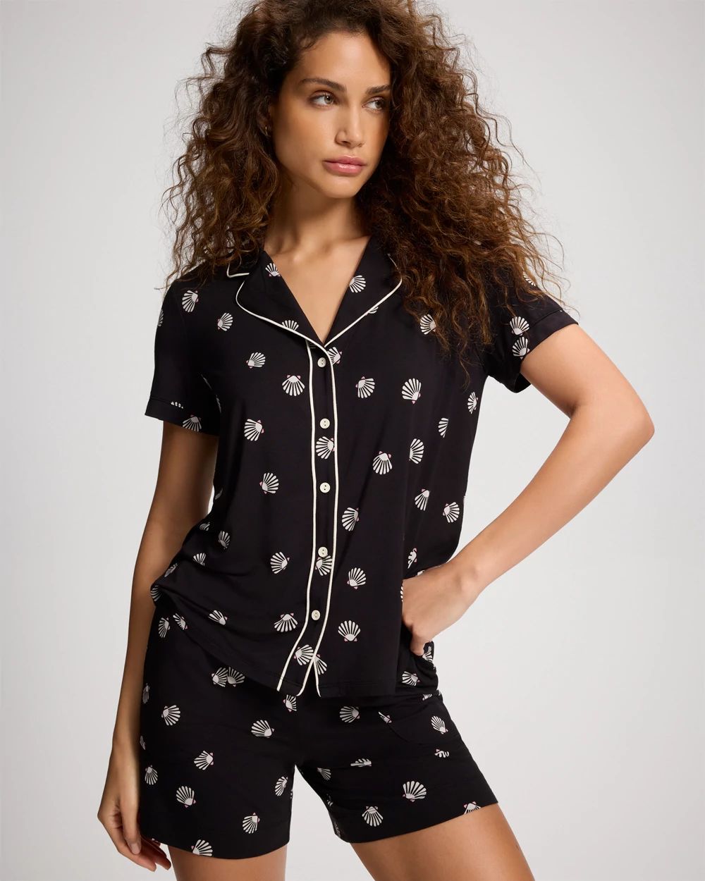Cool Nights Short Sleeve Notch Collar Pajama Top