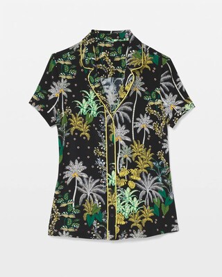 Piped Short Sleeve Notch Collar Pajama Top click to view larger image.