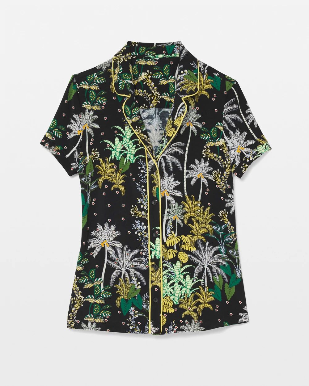 Piped Short Sleeve Notch Collar Pajama Top click to view larger image.