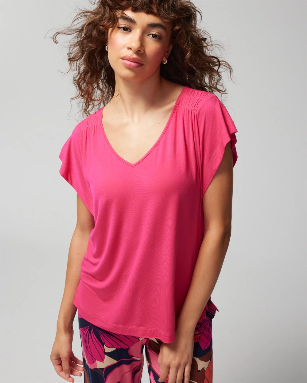 Short-Sleeve Flutter Pajama Top