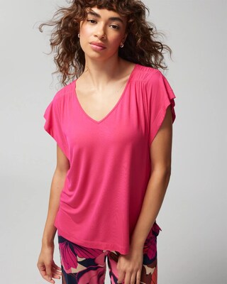 Short-Sleeve Flutter Pajama Top