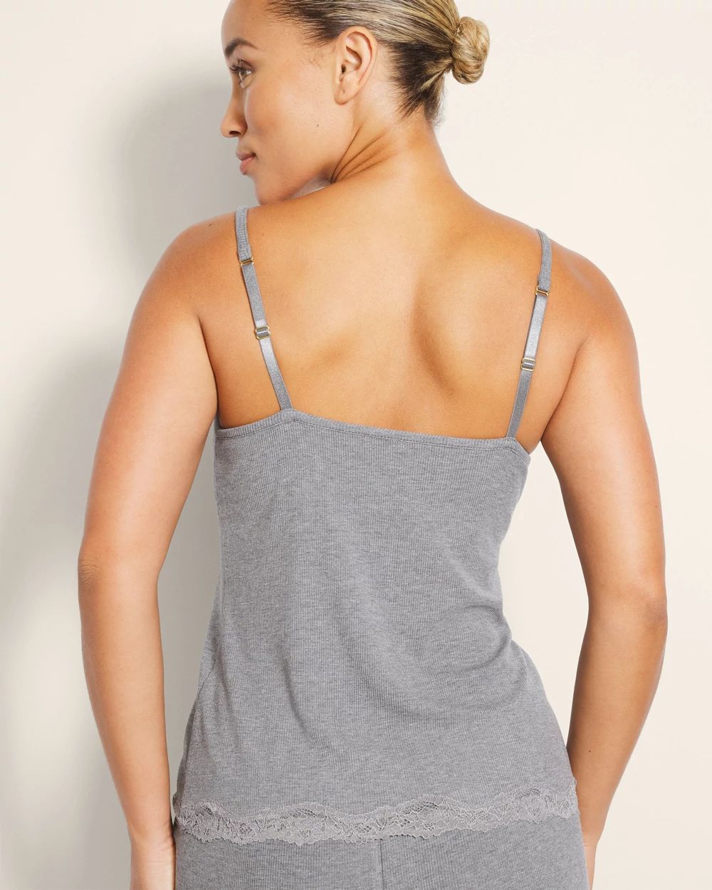 Rib Lace Trim Pajama Cami