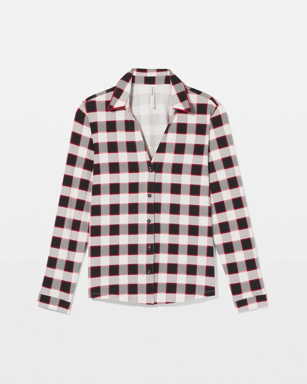 Long-Sleeve Notch Collar Pajama Top click to view larger image.