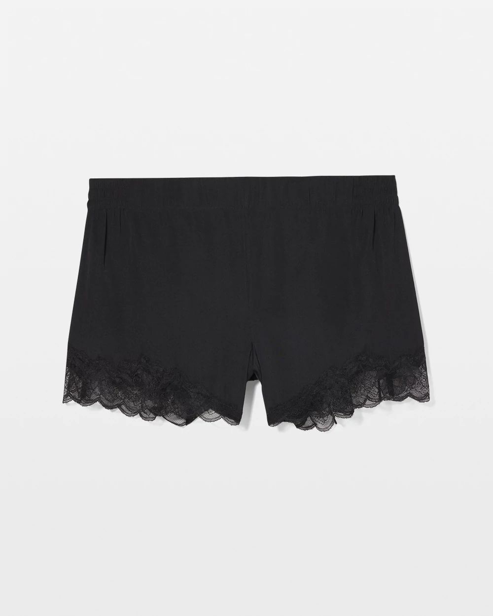 Crinkle Satin Lace Trim Pajama Shorts