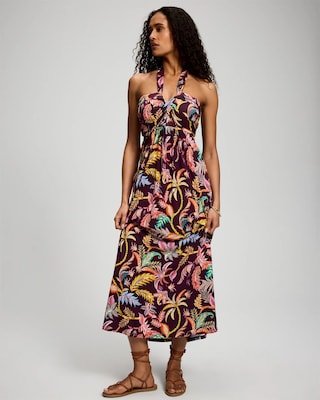 Twist-Front Halter Maxi Bra Dress