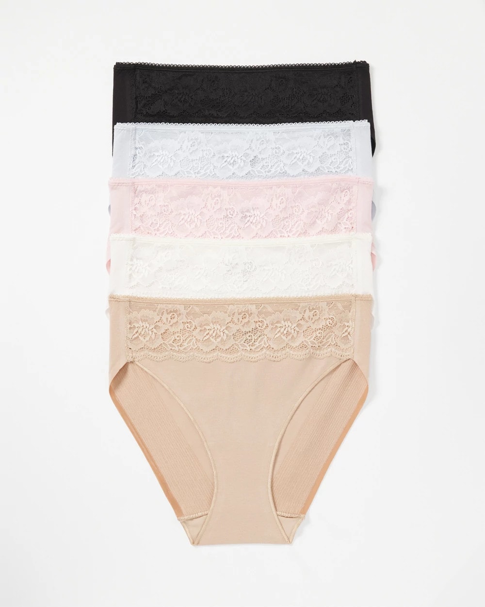 Cotton Blend High-Leg Panty with Lace 5 Pack