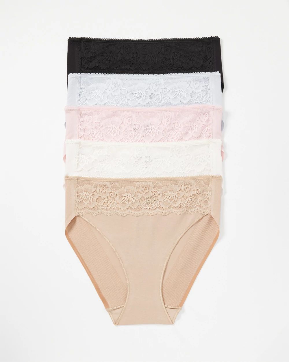 Cotton Blend High-Leg Panty with Lace 5 Pack