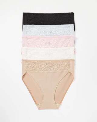 Cotton Blend High-Leg Panty with Lace 5 Pack