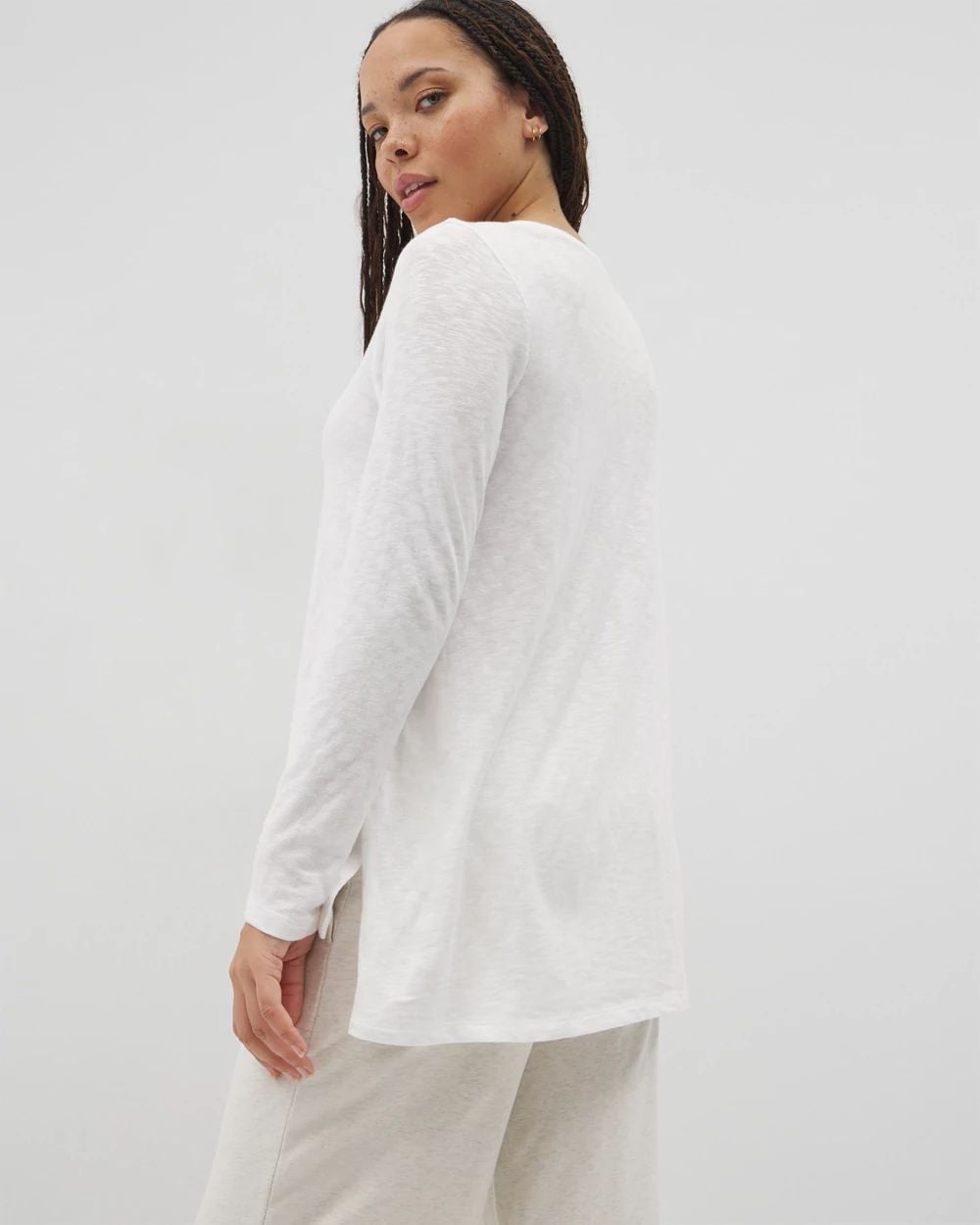Cotton Slub Long-Sleeve Top