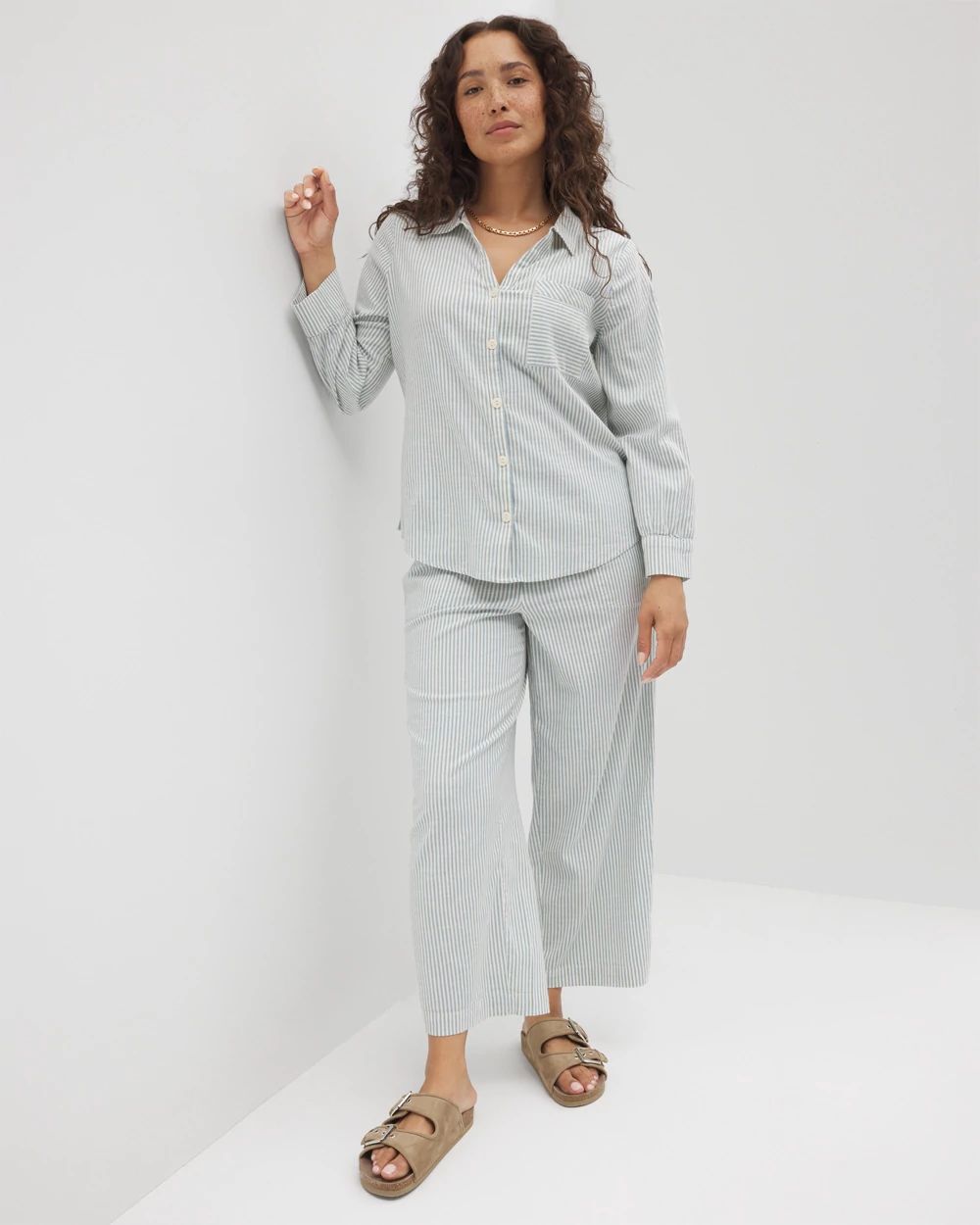 Beach Cotton Long Sleeve Button-Up