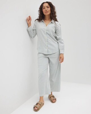 Beach Cotton Long Sleeve Button-Up