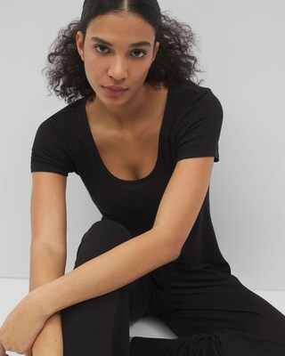 Lightweight Rib Knit Short Sleeve Pajama Tee click to view larger image.
