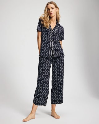 Short Sleeve Notch Collar Pajama Top click to view larger image.