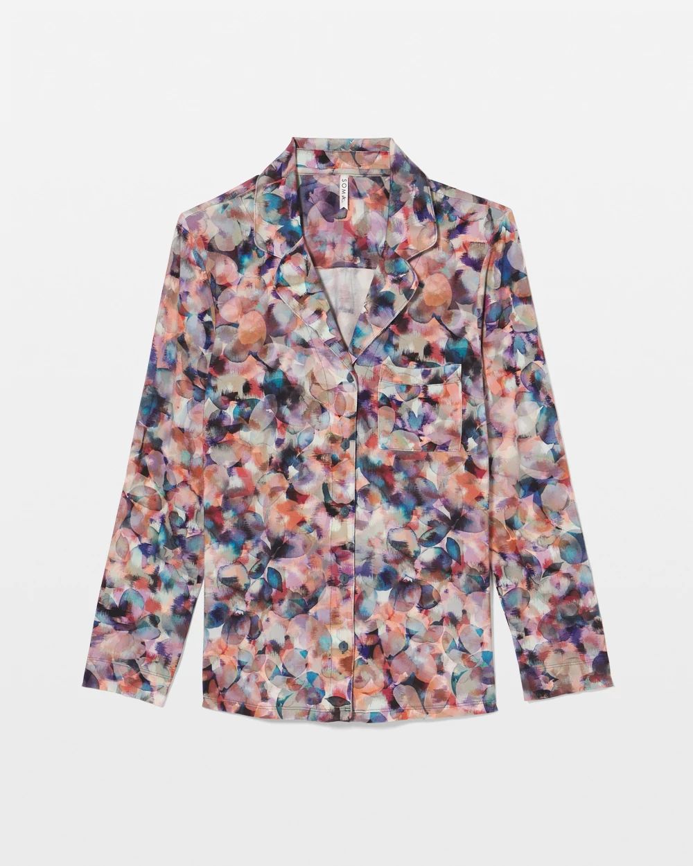 Long-Sleeve Notch Collar Pajama Top click to view larger image.