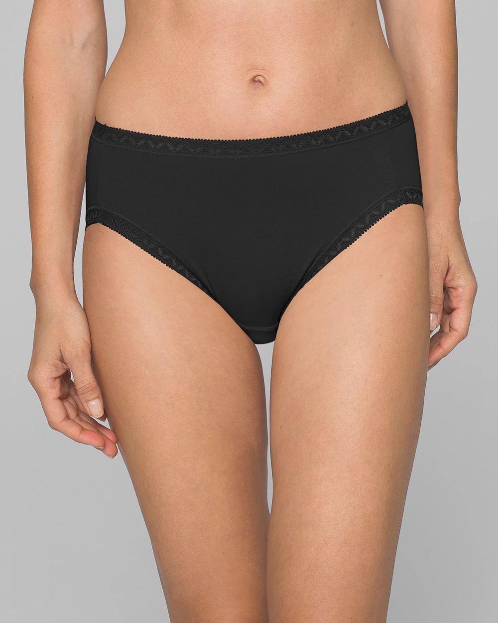 Cotton High-Leg Brief Panty with Lace Trim