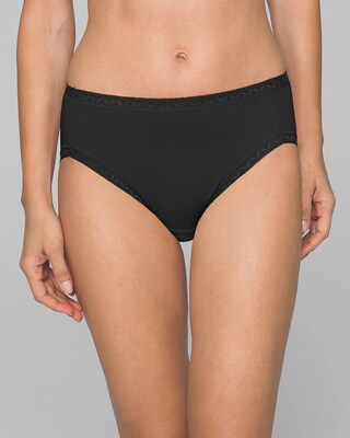 Cotton High-Leg Brief Panty with Lace Trim