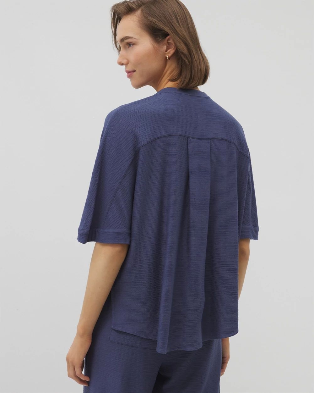 Crinkle Knit Relaxed Button-Up Top click to view larger image.