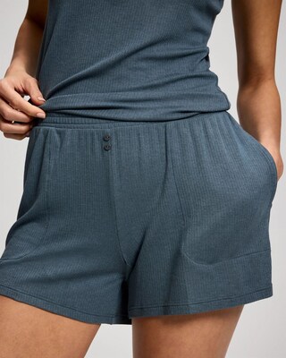 Lightweight Rib Knit Pajama Shorts click to view larger image.