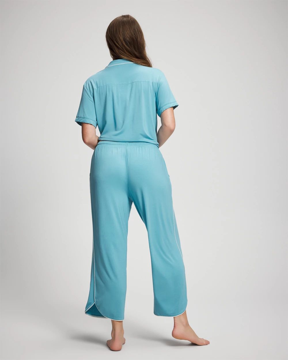 Solid Piped Crop Pajama Pant click to view larger image.