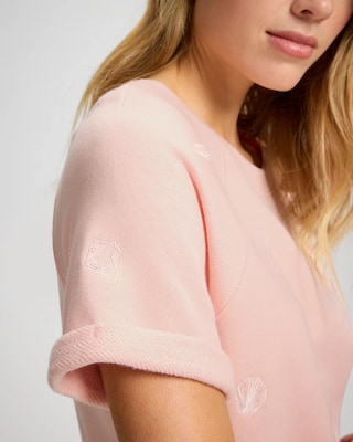 Cotton Terry Relaxed Short Sleeve Rolled Cuff Sweatshirt click to view larger image.