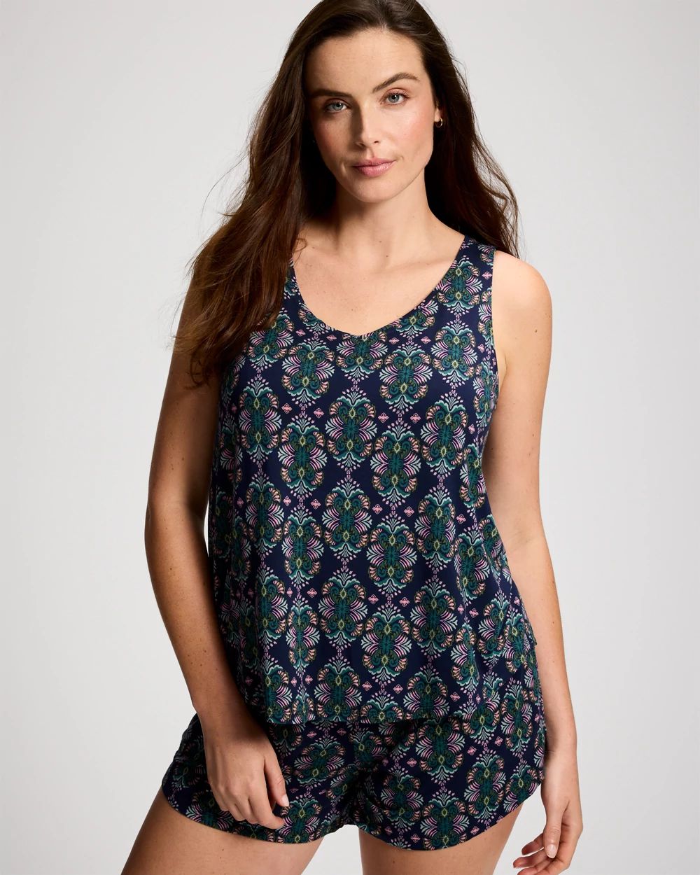 Cool Nights Printed V-Neck Pajama Tank