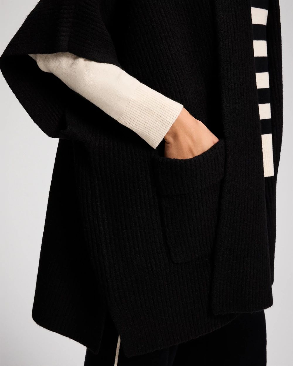 Rib Knit Oversized Sweater Wrap click to view larger image.