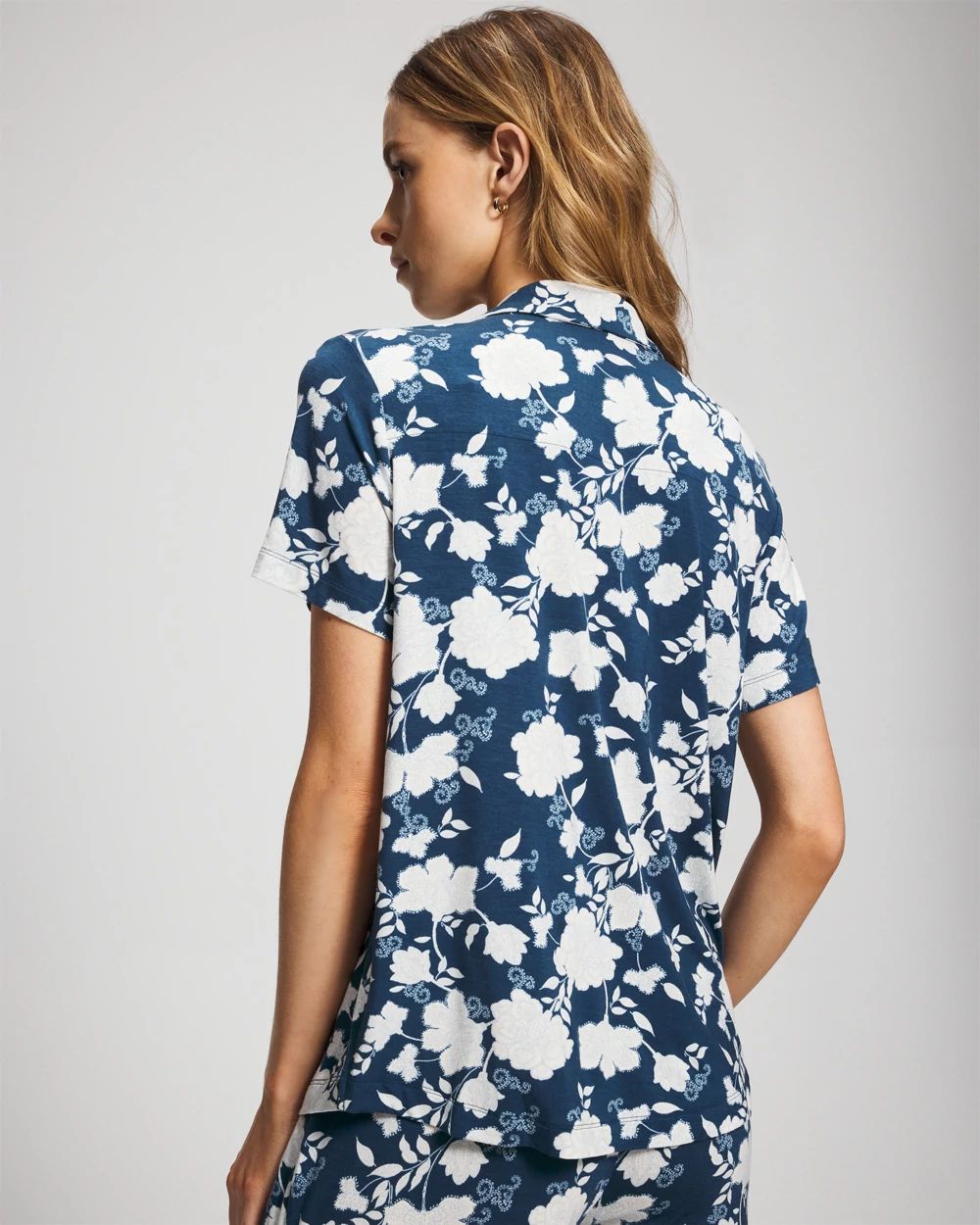 Cool Nights Short Sleeve Notch Collar Pajama Top