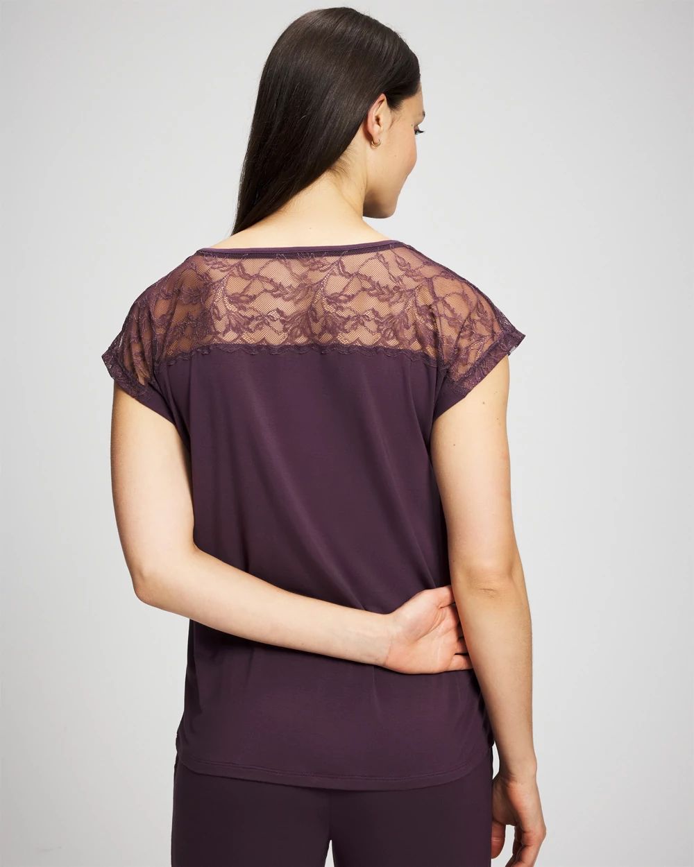 Cool Nights Short Sleeve Lace Pajama Tee