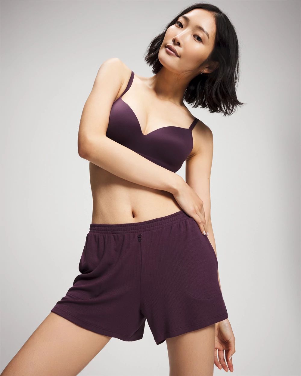 Lightweight Rib Knit Pajama Shorts click to view larger image.