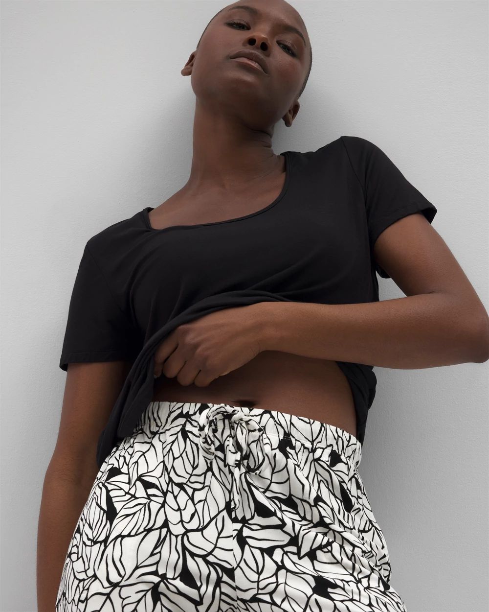 Short-Sleeve + Cropped Pants Pajama Set click to view larger image.