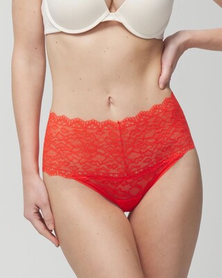 High-Waist Thong Panty with Enchanting Lace