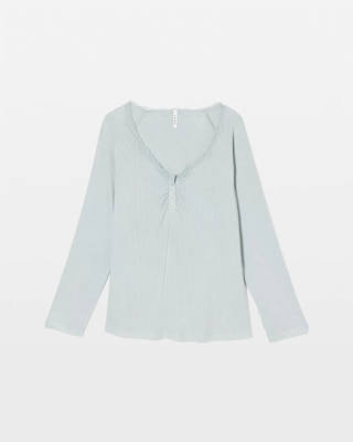 Pointelle Long Sleeve Pajama Top click to view larger image.