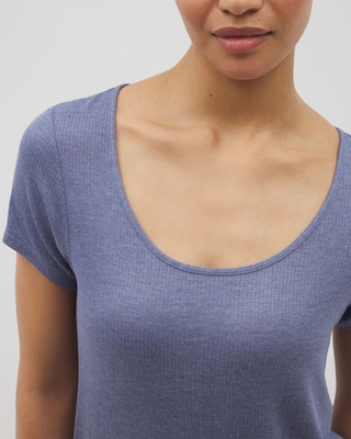 Lightweight Rib Knit Short Sleeve Pajama Tee click to view larger image.