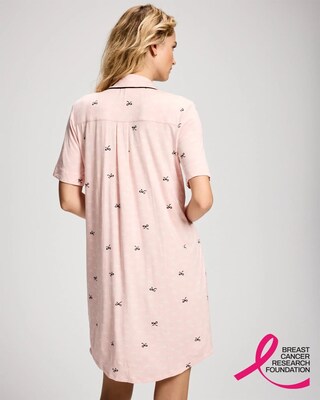 Cool Nights x BCRF Printed Short-Sleeve Notch Collar Sleepshirt click to view larger image.