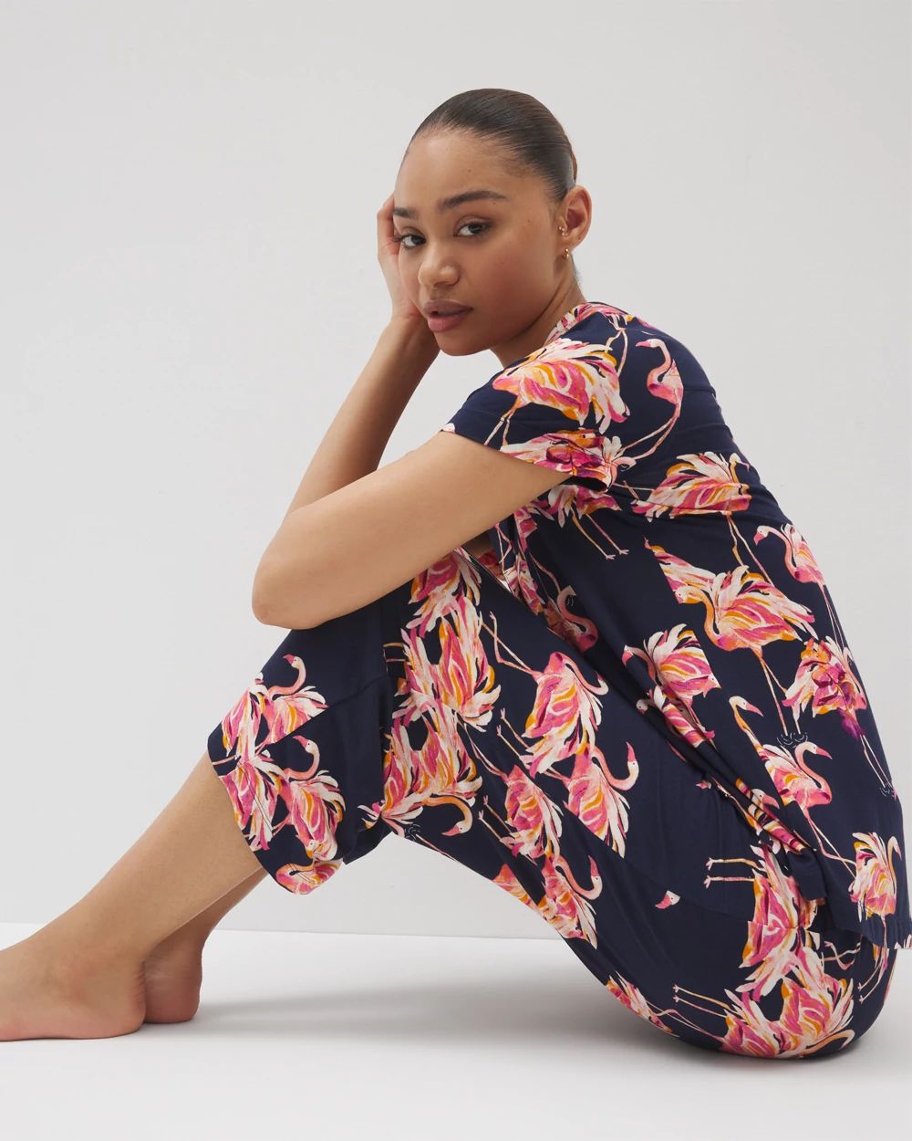 Cropped Pajama Pants click to view larger image.