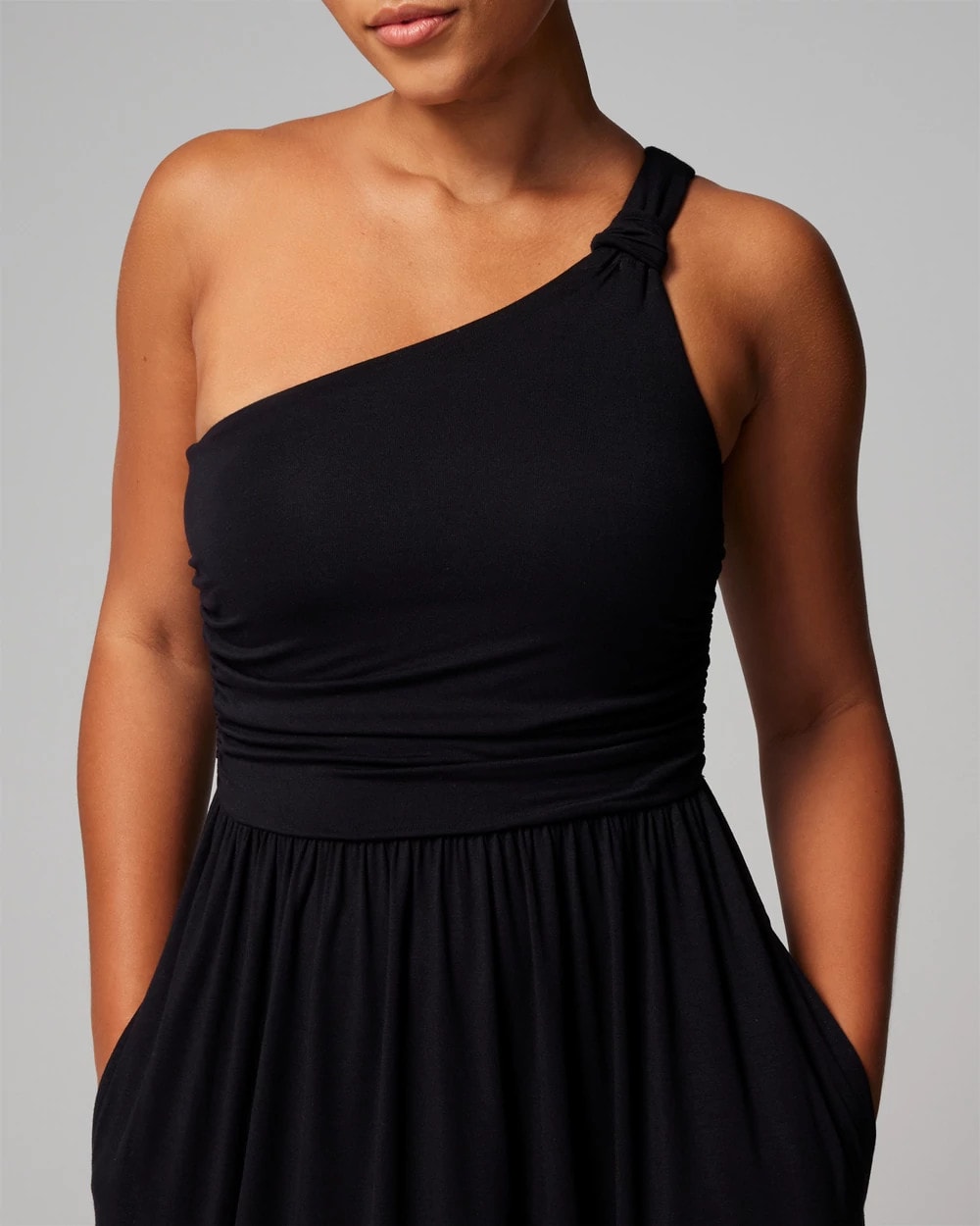 One-Shoulder Knot Maxi Bra Dress