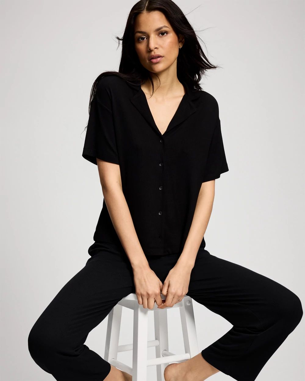 Relaxed Notch Collar Pajama Top click to view larger image.