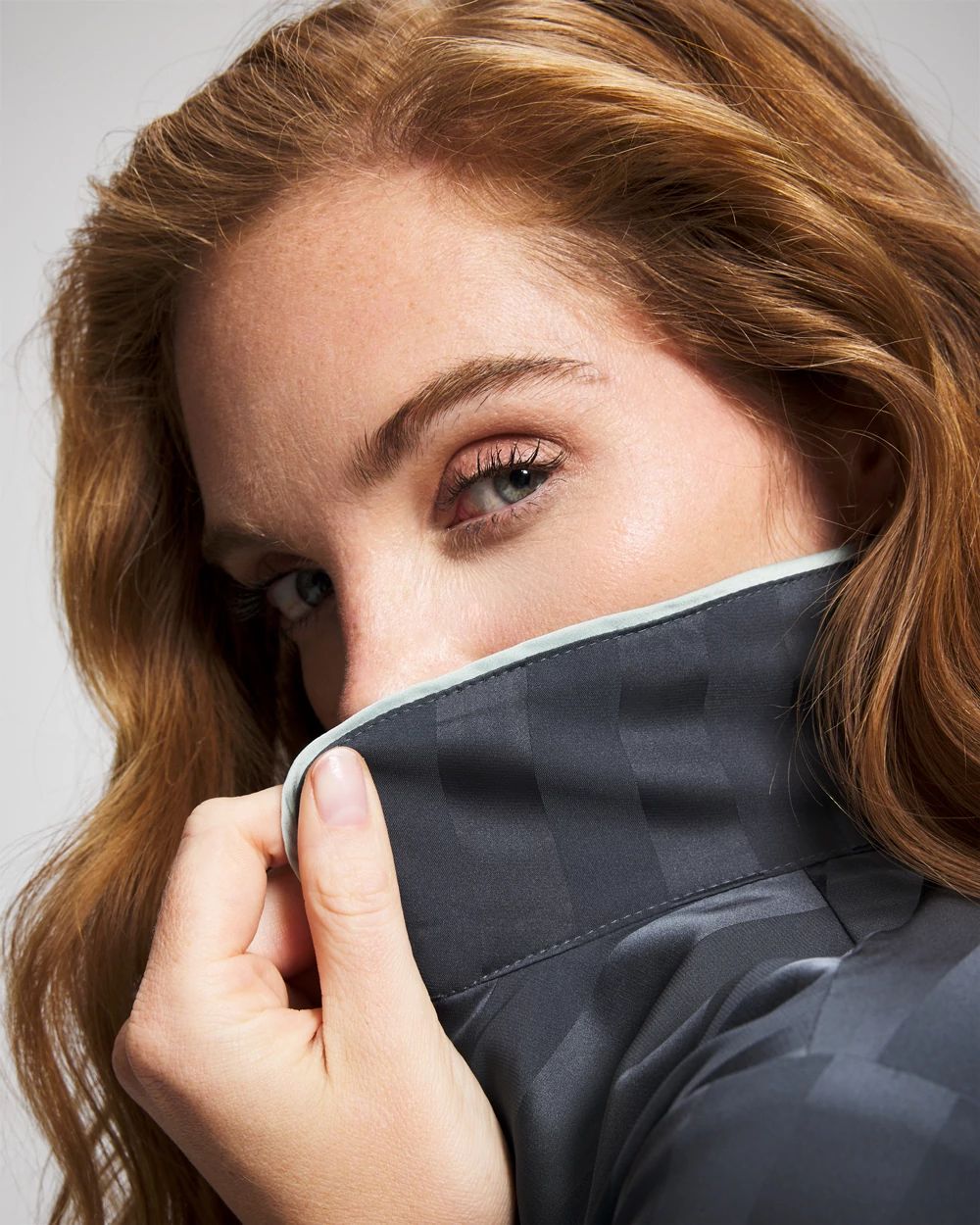 Shadow Stripe Long Sleeve Pajama Notch Collar Top click to view larger image.