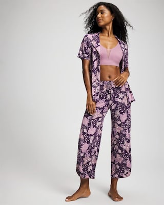 Piped Crop Pajama Pants click to view larger image.