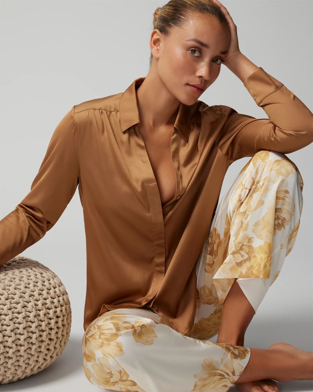 Long-Sleeve Collar Pajama Top click to view larger image.