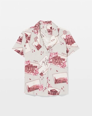 Short Sleeve Notch Collar Pajama Top click to view larger image.