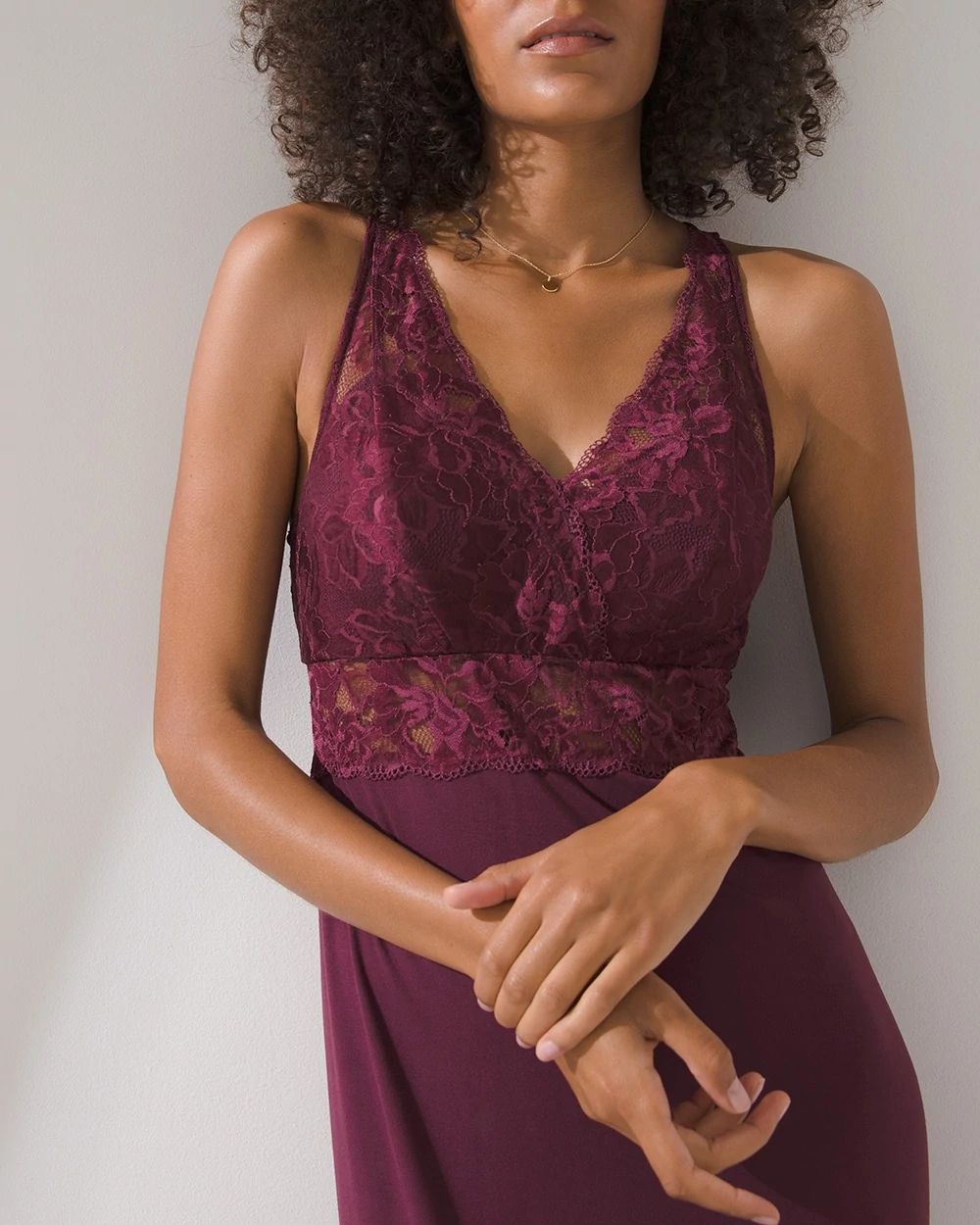 Lace Trim Midi Gown