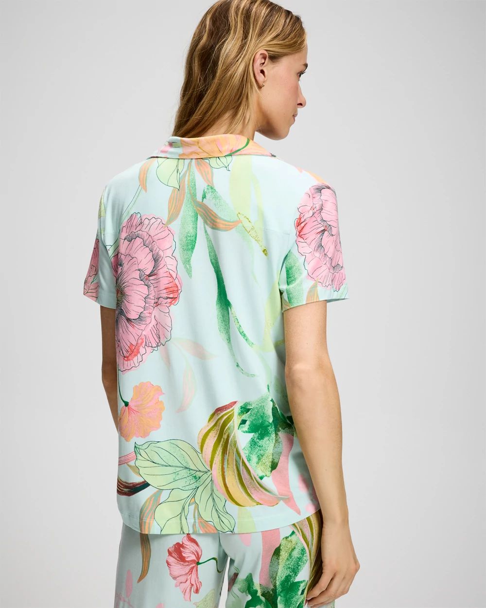 Cool Nights Short Sleeve Notch Collar Pajama Top